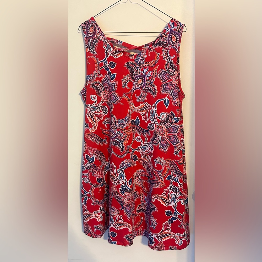 Alyx Petite red flower patterned sleeveless dress. Size PXL. GUC.